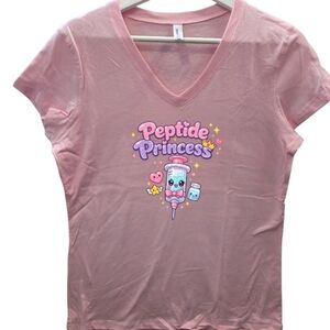 Pink Bella Canvas V Neck Peptide Pricess Kawaii Style T SHIRT Med/Large